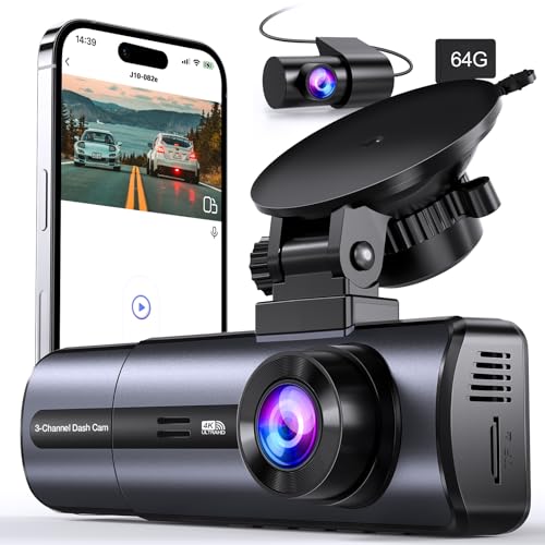 4K Triple Channel Dash Cam with WiFi