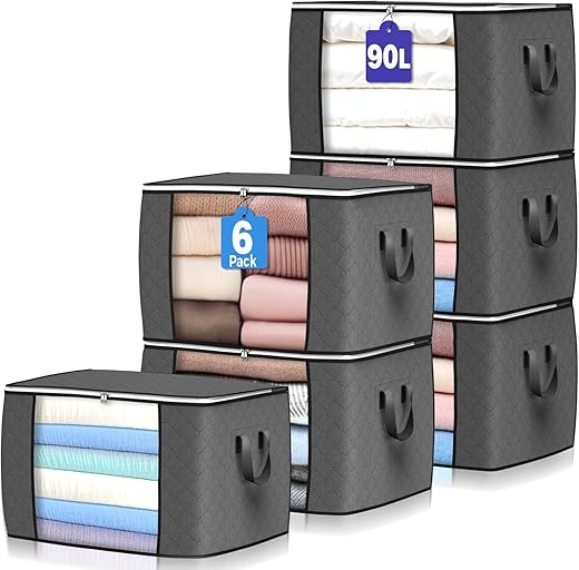 90L Large Cloth Storage Bags 6 Pack