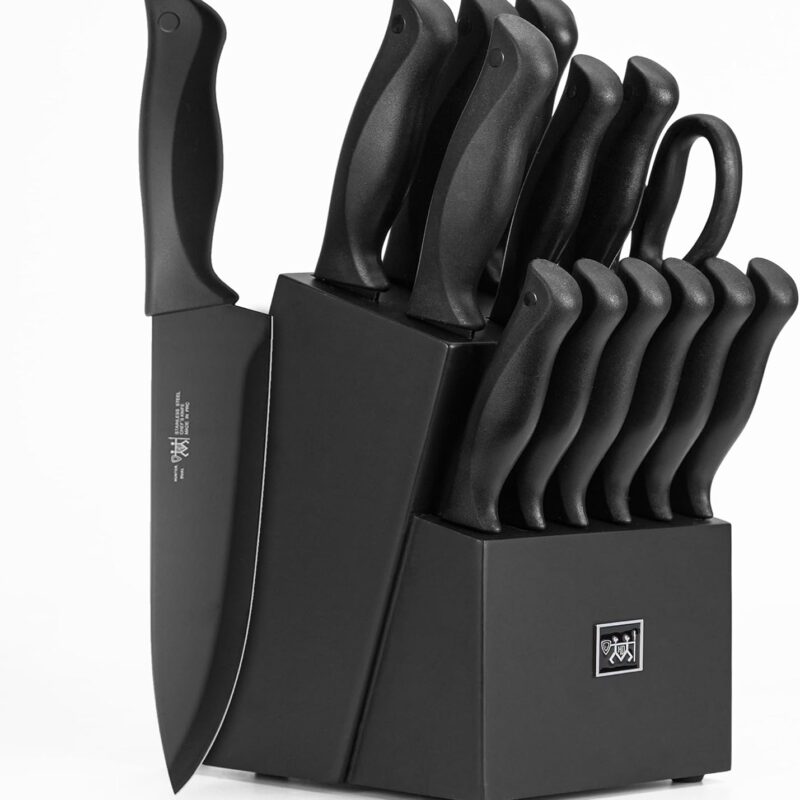 HUNTER.DUAL 15-Piece Self Sharpening Knife Set with Block, Dishwasher-Safe, Anti-Slip Handles – Now 43% Off