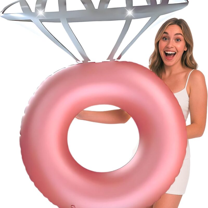Inflatable Diamond Ring Pool Floatie – bachelorette party decor and bridal shower party favor on sale.