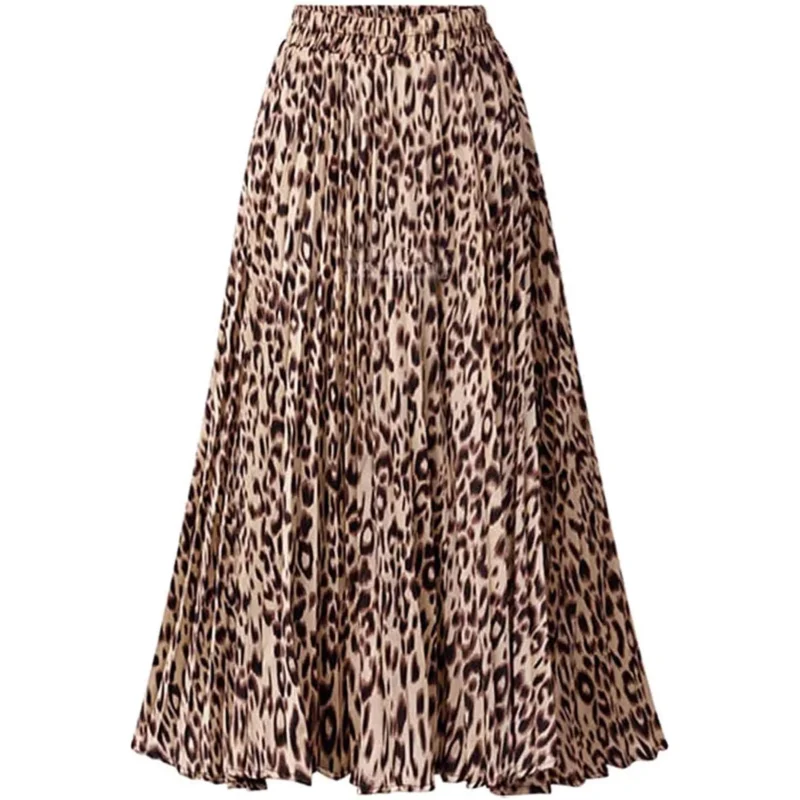 Keasmto Leopard Pleated Skirt