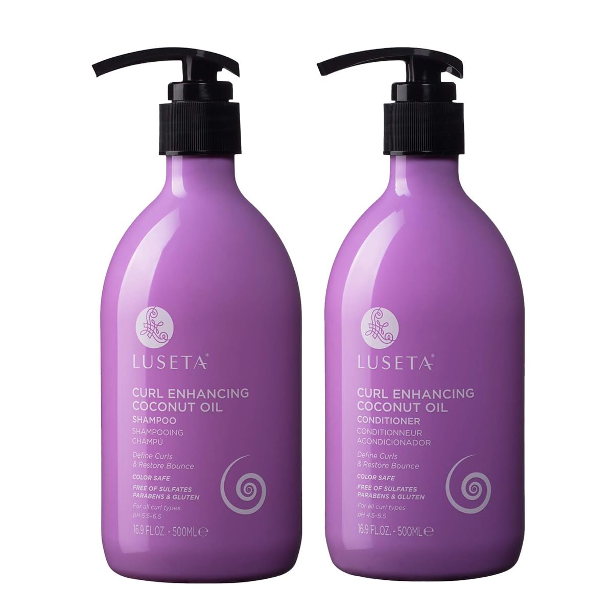 Luseta Curly Hair Shampoo & Conditioner Set with Coconut Oil