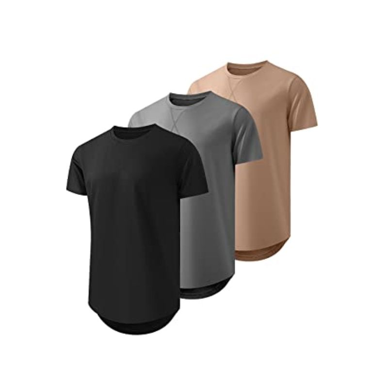 Men's 3-Pack Cotton Longline Crewneck Gym T-Shirts