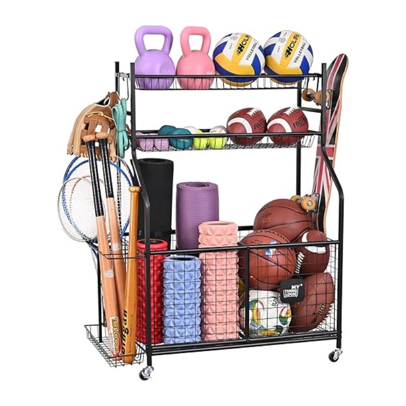 Mythinglogic Garage Rolling Ball Cart - Sports Organizer