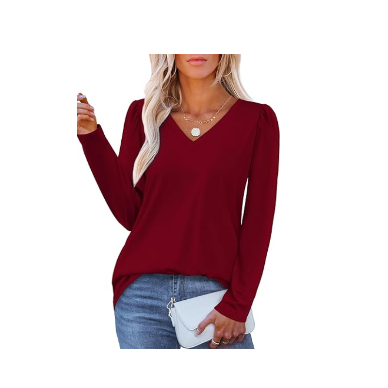 OFEEFAN T Shirts for Women V Neck Dressy Casual Blouses
