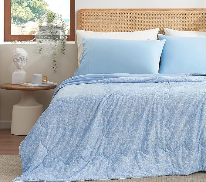 Snuggle Sac twin-size cooling blanket with Q-Max fabric and reversible design for all-season comfort