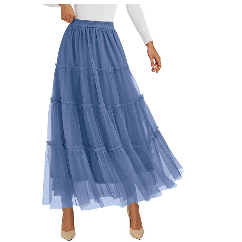 Tulle Maxi Skirt by PRETTYGARDEN – Fall A-Line Style