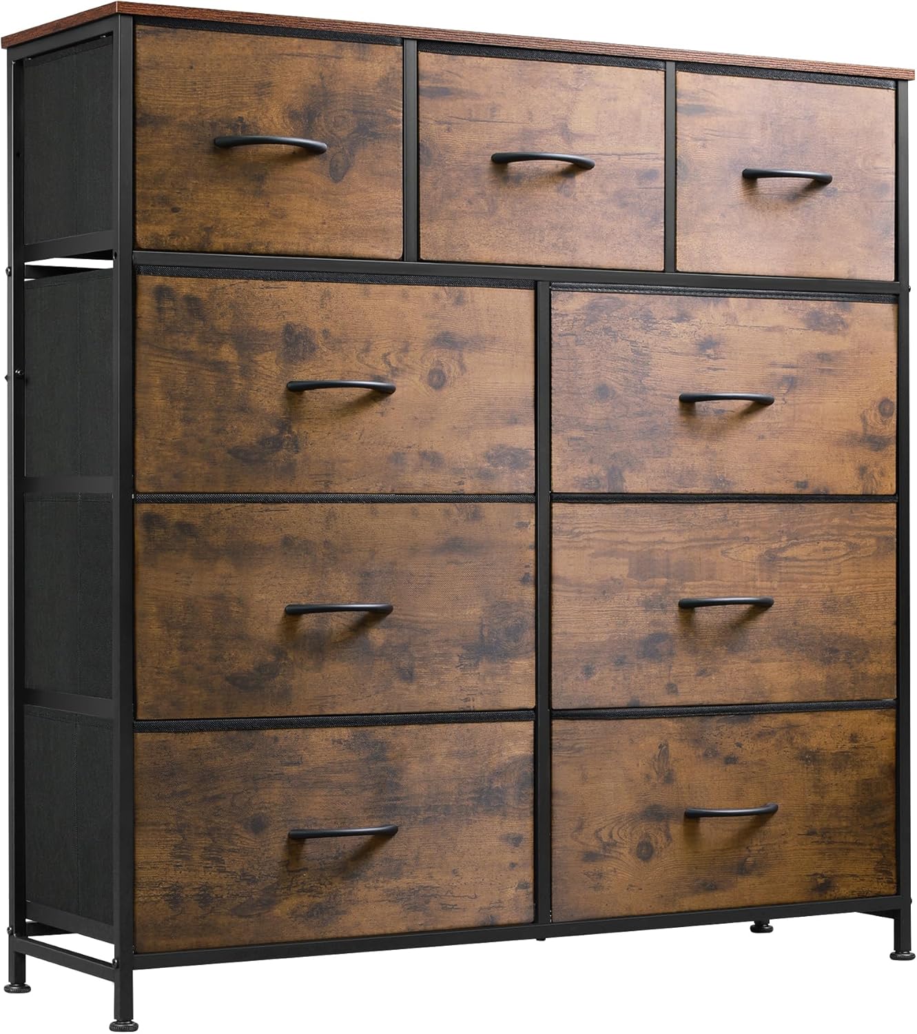 WLIVE 9 Drawer Dresser – Tall Fabric Storage Tower with Steel Frame and Wood Top for Bedroom, Closet, or Hallway