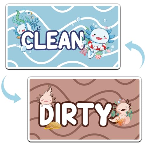 Dazoratix Dishwasher Clean Dirty Sign - Cute Funny Axolotl Sign Double Sided Strong Magnetic Dish Washer Indicator Reversible Washing Machine Flip Sticker for Kitchen Refrigerator Home Decor Gadgets