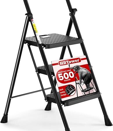 HBTower Folding Step Ladder with Handrail