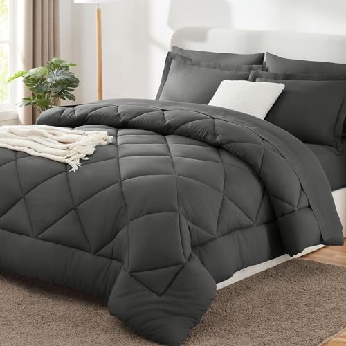 Luxurious Dark Grey Queen Comforter Set