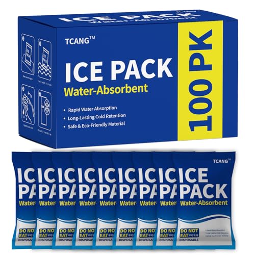 100 Pack Disposable Ice Packs for Coolers