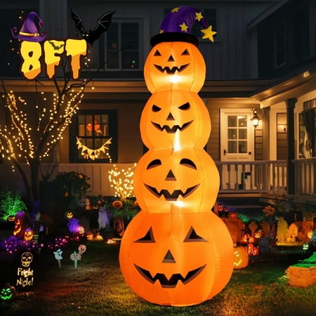 8ft Halloween Inflatable Stacked Pumpkins