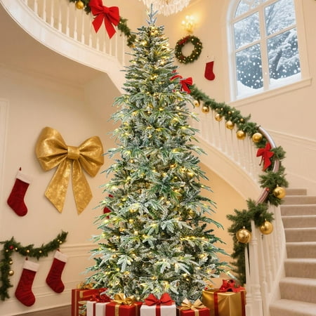 9ft Pre-lit Snow Flocked Christmas Tree
