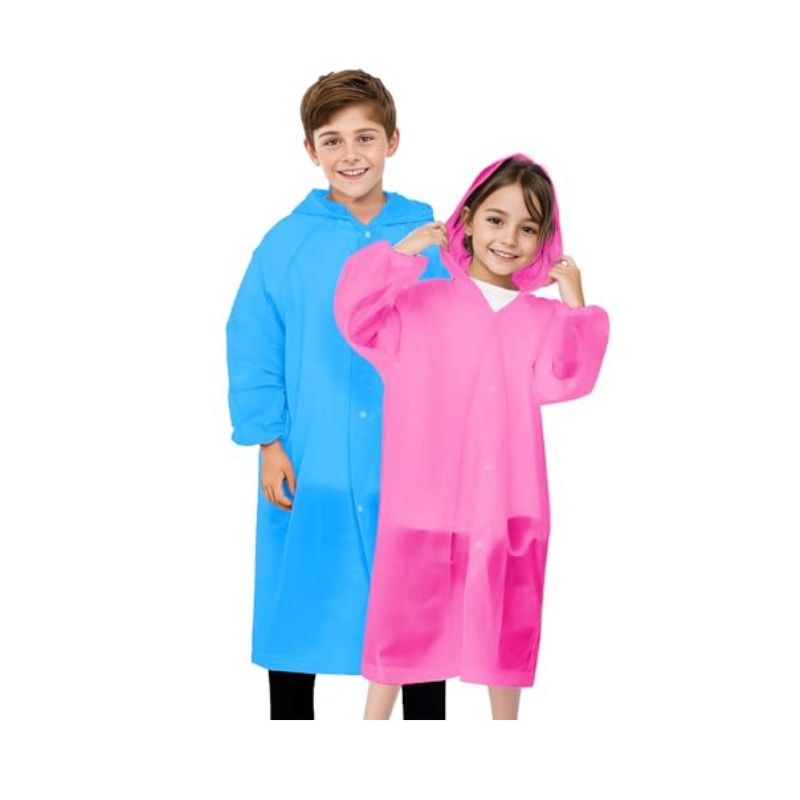 Reusable Kids Rain Ponchos with Hood