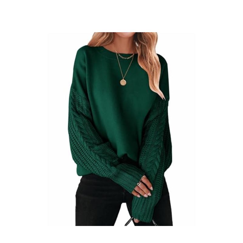 Chic Forest Green Cable Knit Sweater