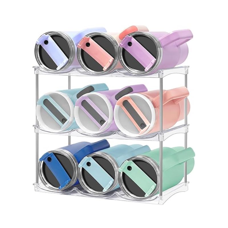 Water Bottle Organizer for Stanley 40 oz Tumbler - Stackable Water Bottle Holder for Cabinet Pantry Kitchen Organizers and Storage for Stanley Cup Holder Accessories, Tumbler Organizer Storage Rack