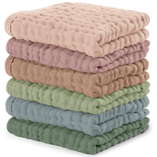 Comfy Cubs Soft Muslin Baby Washcloths 6 Pack