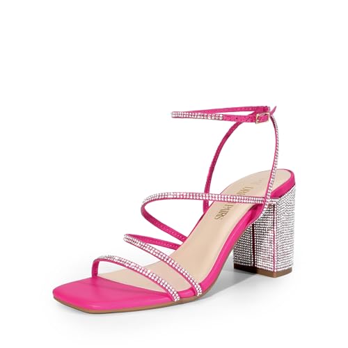 DREAM PAIRS Women's Rhinestone Block Heels