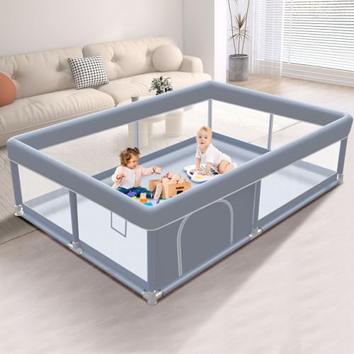 Large Grey Baby Playpen for Toddlers
