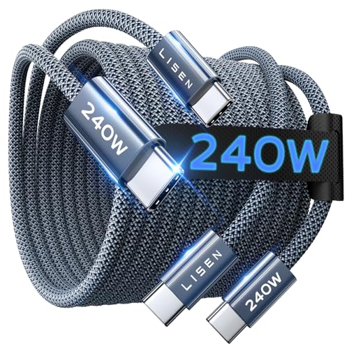 LISEN 240W USB-C Charging Cable 6.6ft 2-Pack