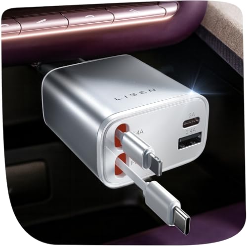 LISEN Retractable Car Charger for iPhone 17