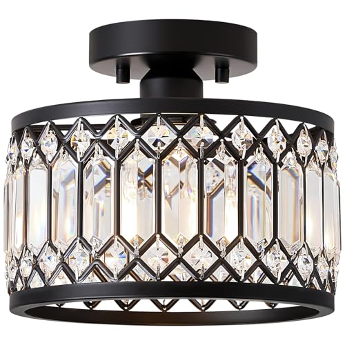 Modern Crystal Black Ceiling Light Fixture