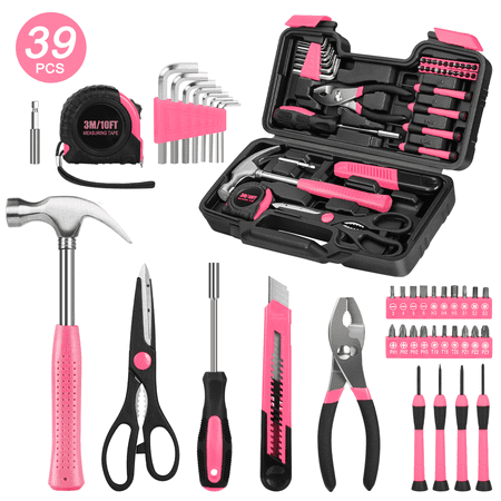 Pink 39-Piece Household Tool Set