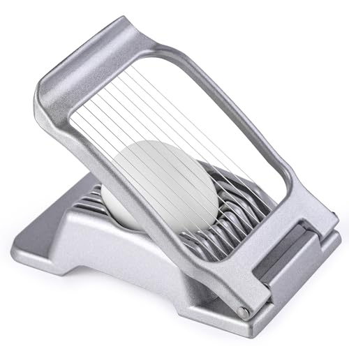 Yuzxaun Egg Slicer for Hard Boiled Eggs, Stainless Steel Wire, Heavy Duty Aluminium Egg Cutter Dishwasher Safe for Egg Strawberry Soft Fruit