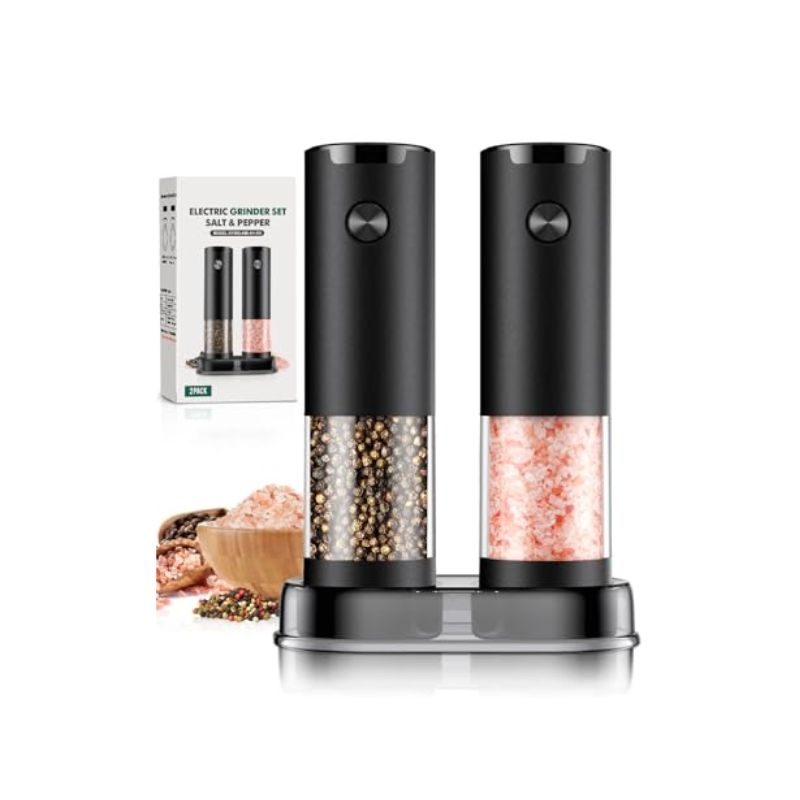 Electric Salt and Pepper Grinder Set Automatic Battery Pepper Mill Shakers Adjustable Coarseness Upgraded Larger Capacity with Led Home and Kitchen Appliances for New House Warming Gifts