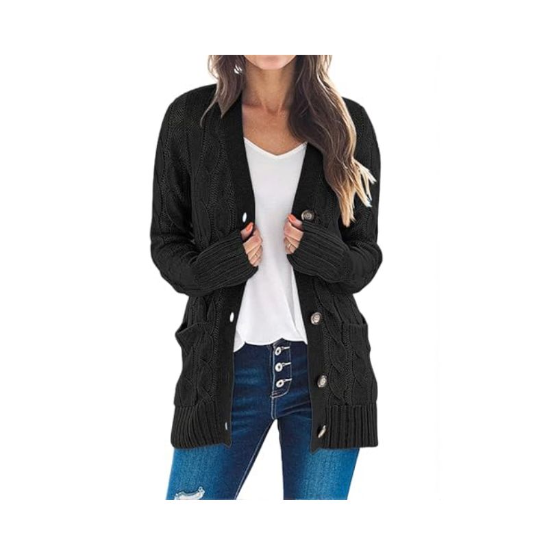 MEROKEETY Women's Cozy Cable Knit Cardigan