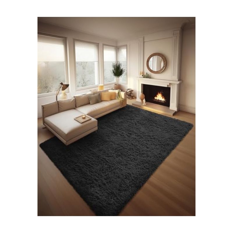Ophanie 8x10 Black Shag Area Rug
