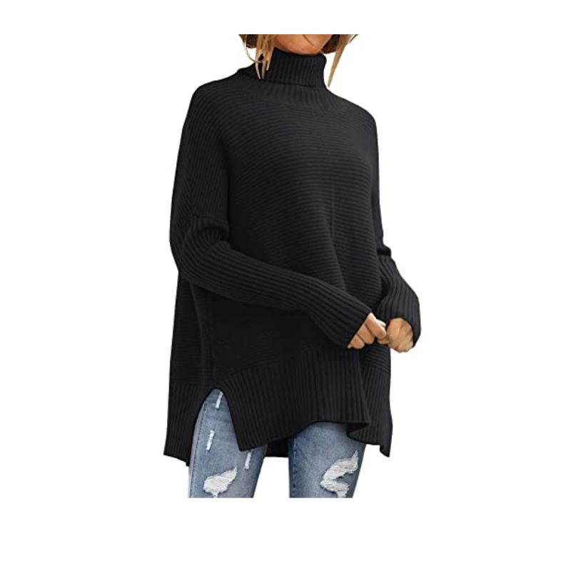 Oversized Turtleneck Tunic Sweater for Women