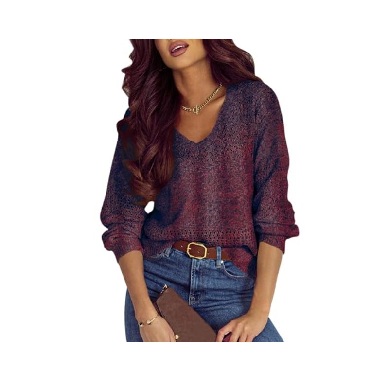 SHEWIN Women's Crochet Hollow Out Sweater