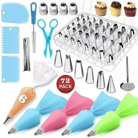 BSHAPPLUS® Piping Bags and Tips Set, 72 Pcs Cake Decorating Supplies Kit,Cake Decoration Kit with 20 Frosting Bags, 42 Icing Tips Pastry, Cookie, Cupcake and Baking Supplies