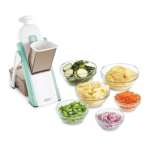 DASH Safe Slice® Mandoline Slicer, Julienne + Dicer for Vegetables, Meal Prep & More with 30+ Presets & Thickness Adjuster - Aqua