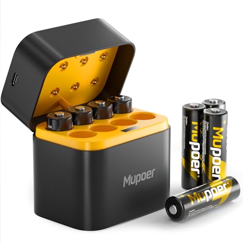 Mupoer 8-Pack Rechargeable Lithium AA Batteries