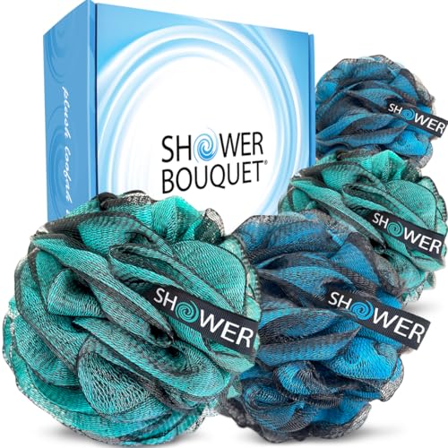 SHOWER BOUQUET Charcoal Loofah Set 4-Pack