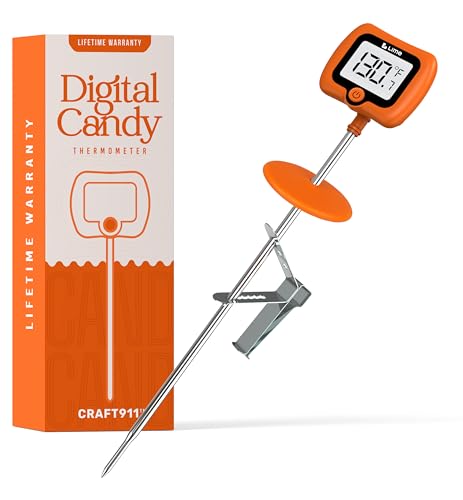 Digital Candy Thermometer with Pot Clip, 10" Long Stainless Steel Probe, Instant Read Kitchen Thermometer for Cooking, Baking, and Candy Making
