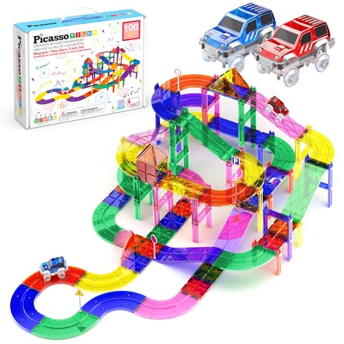 PicassoTiles 100pc Magnetic Race Track Set